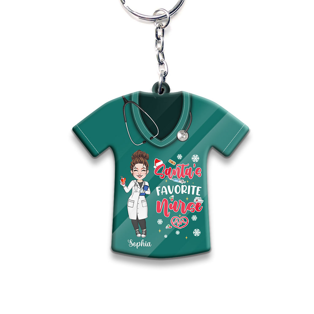 Santas Lieblingskrankenschwester – Personalisierter Krankenschwester-Schlüsselanhänger