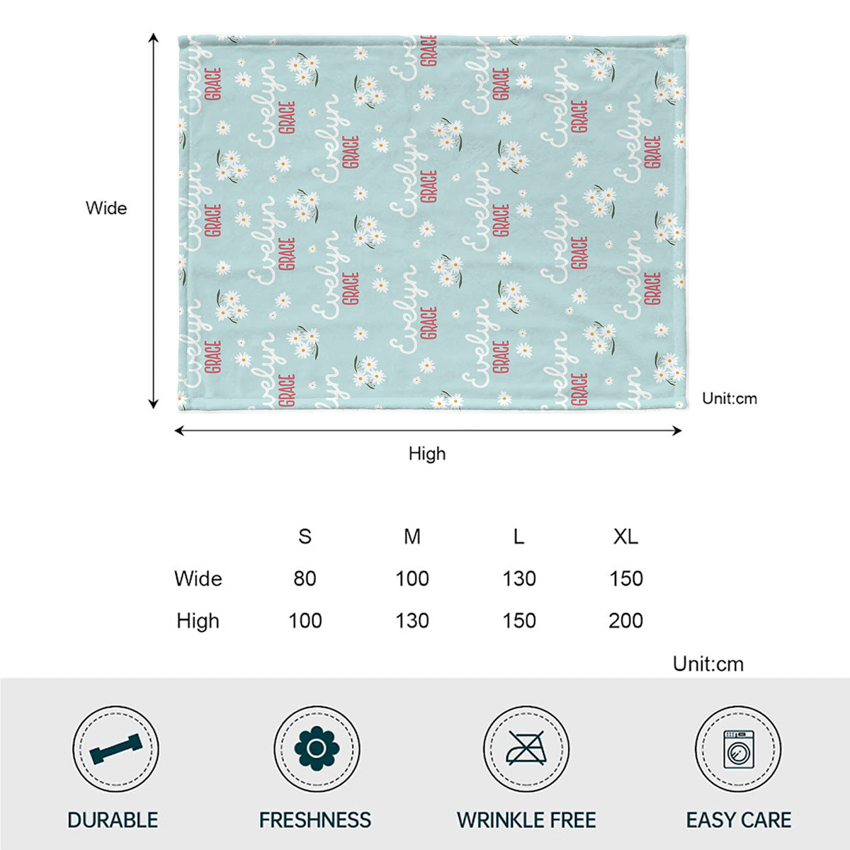 Daisy – Personalisierte Babydecke mit individuellem Namen