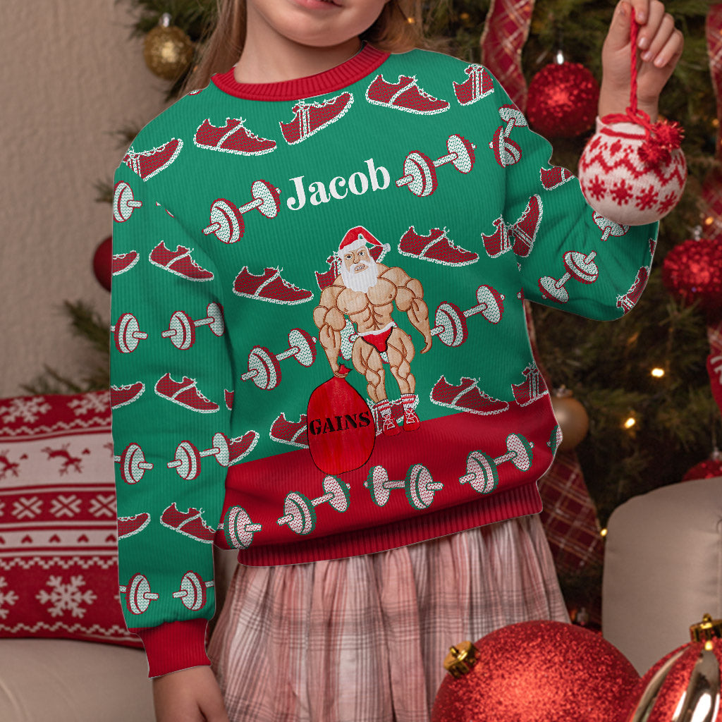 Gains - Personalized Fitness Ugly Sweater