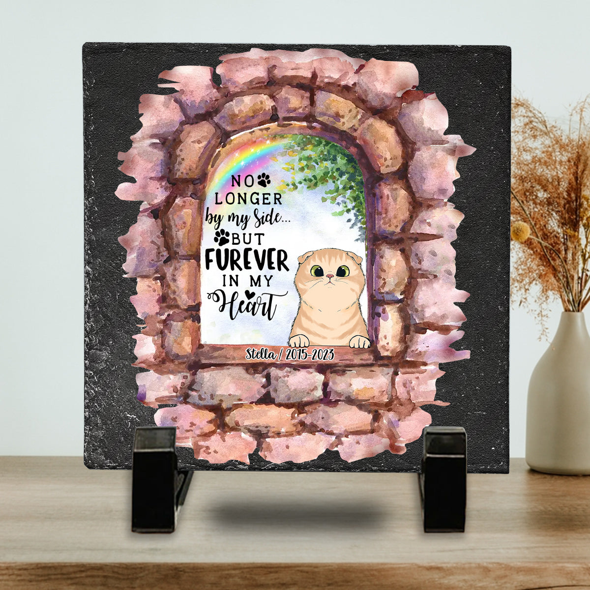 Nicht mehr an meiner Seite – Personalisierter quadratischer Stein in Hundeform