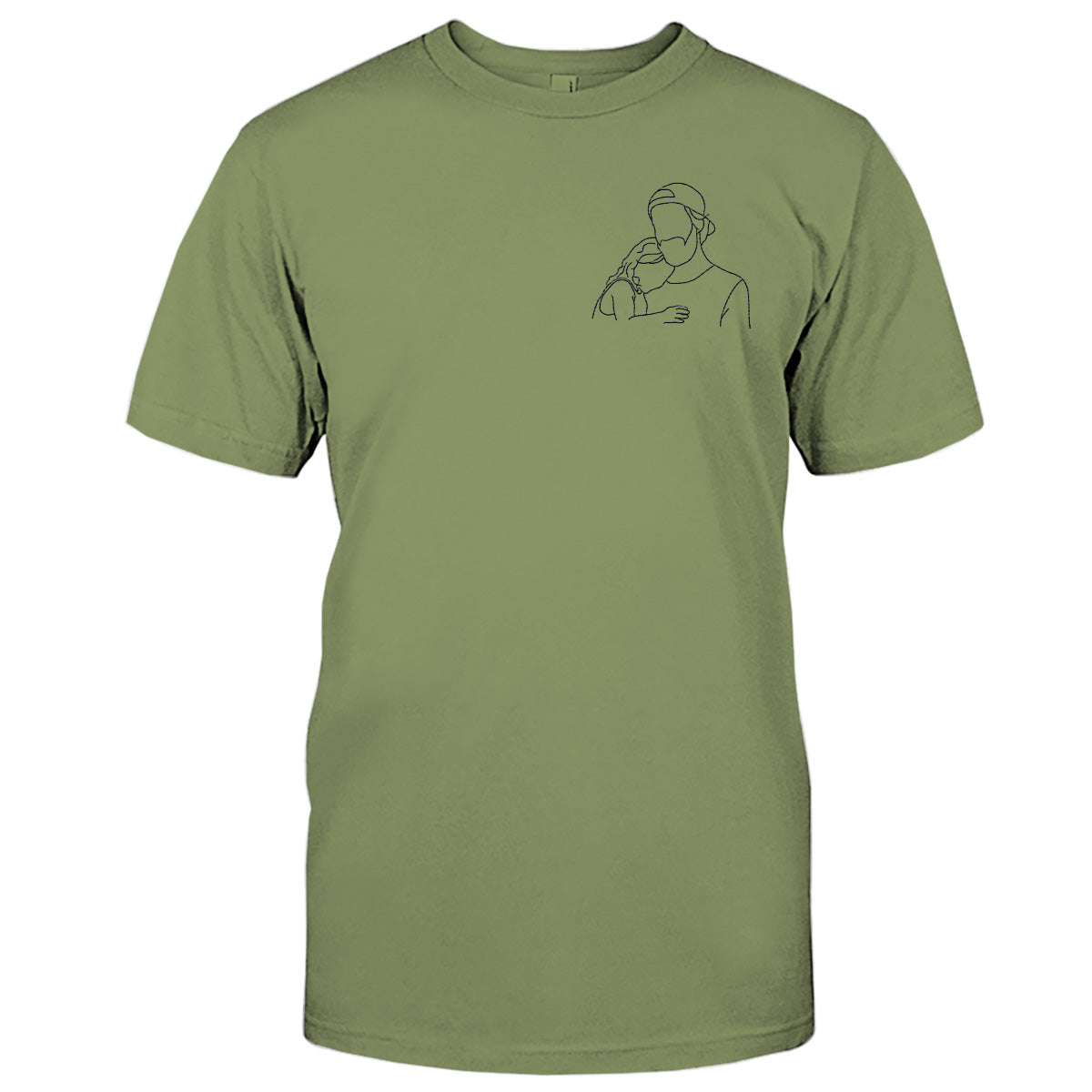 Individuelle Linienzeichnung – Personalisiertes, besticktes Vater-T-Shirt