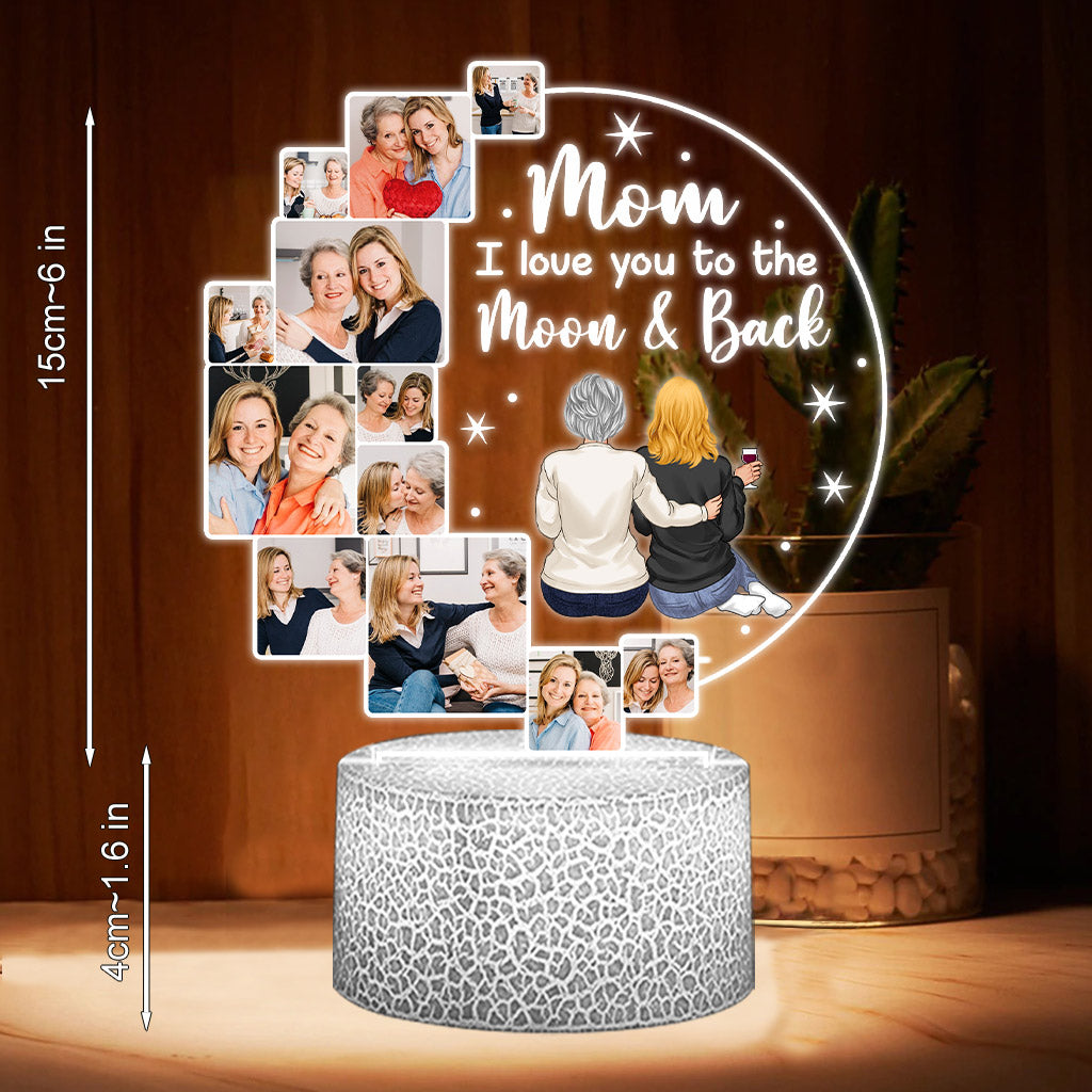 Ich liebe dich bis zum Mond und zurück – Personalisierte, mutterförmige Plakettenleuchte