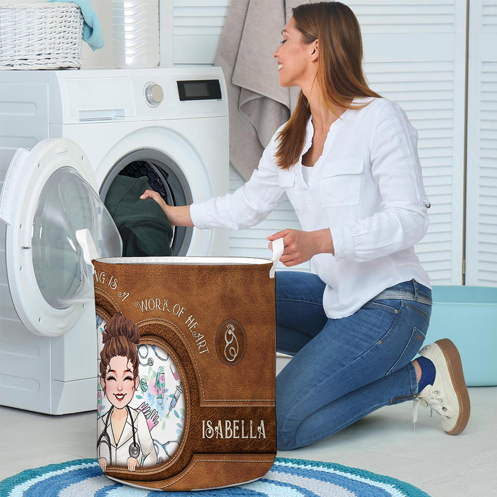 Nursing Is A Work Of Heart - Personalized Nurse Storage Basket
