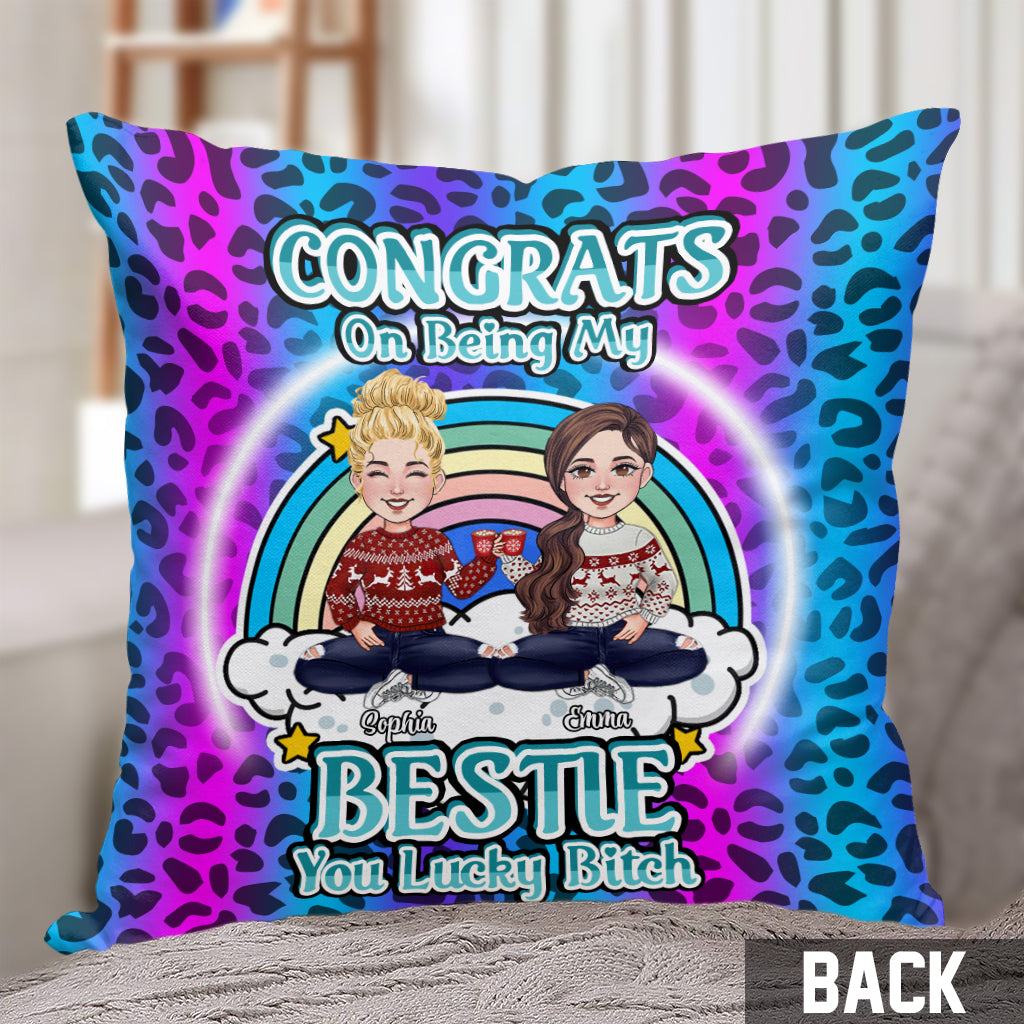 Herzlichen Glückwunsch, dass ihr meine Besties seid! – Geschenk für eine Freundin – personalisiertes Dekokissen