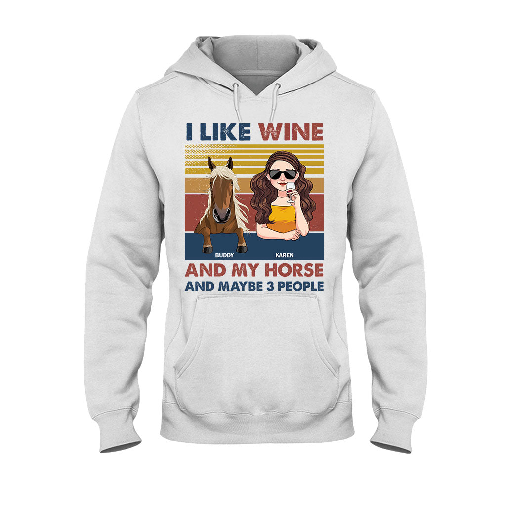 Ich mag Wein und mein Pferd – personalisiertes Pferde-T-Shirt & Hoodie