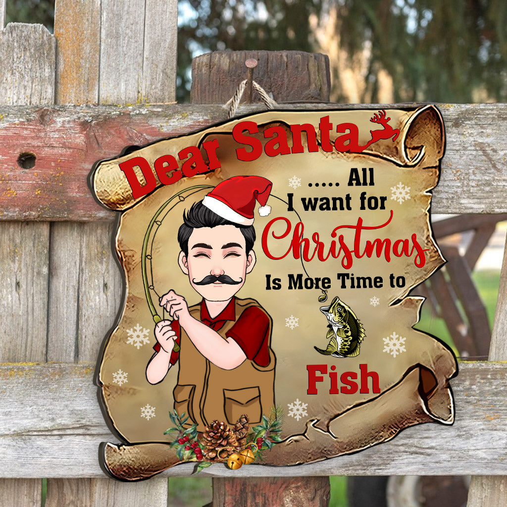 Lieber Weihnachtsmann - Personalisiertes Angel-Holzschild