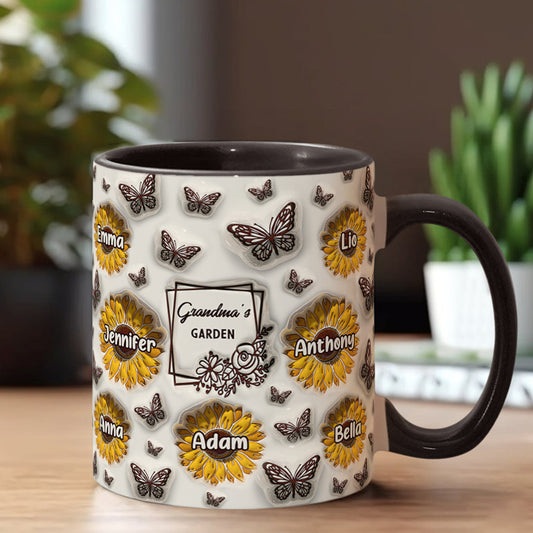 Omas Sonnenblumengarten – Geschenk für Oma – Personalisierte Tasse