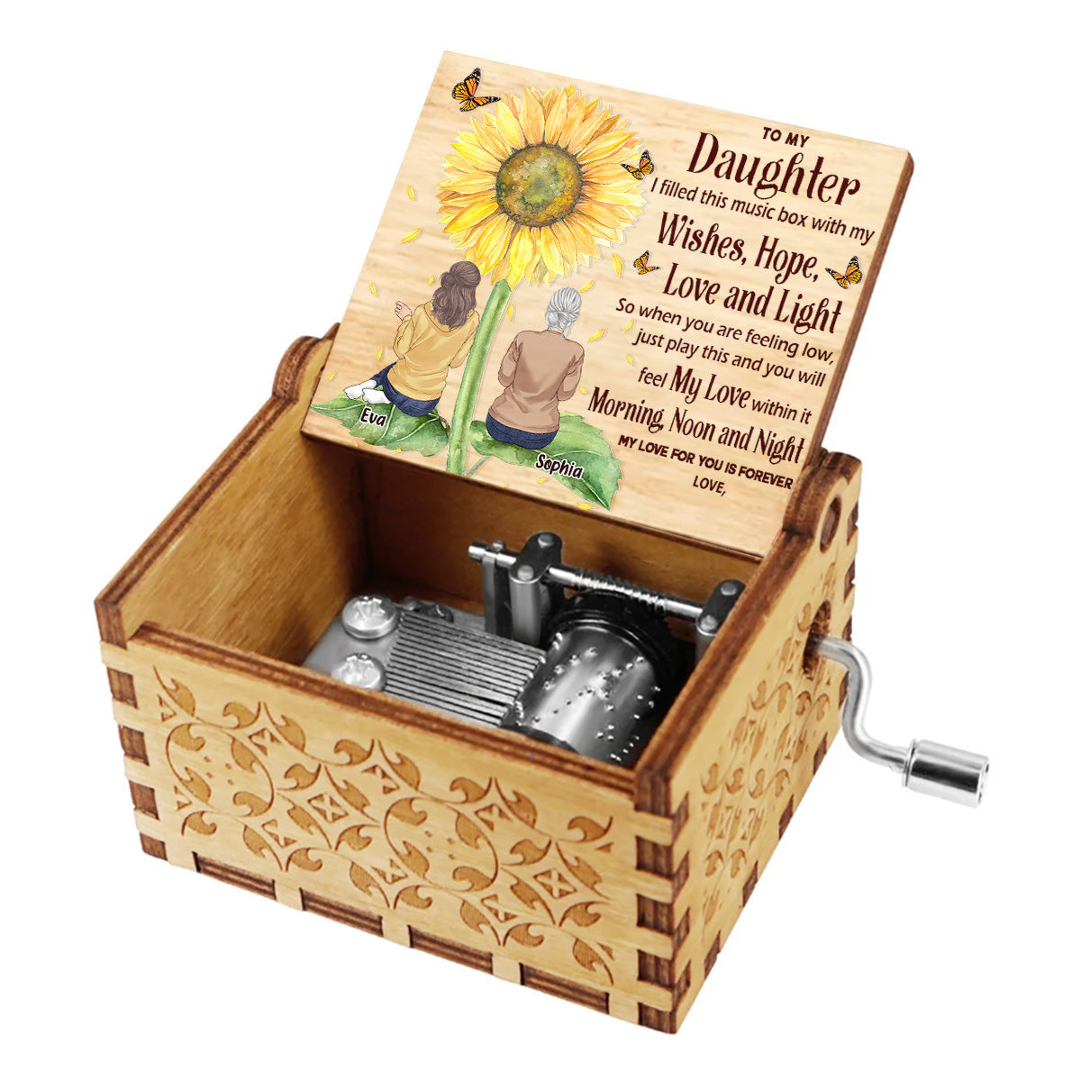 An meine Tochter/Enkelin – Geschenk für Oma, Mutter, Tochter, Enkelin, Schwester – Personalisierte Spieluhr mit Handkurbel