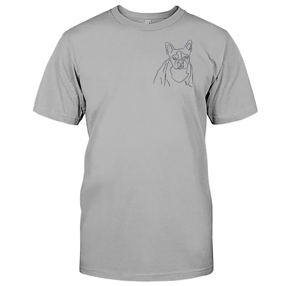 Individuelle Linienzeichnung – Personalisiertes T-Shirt mit Hundestickerei