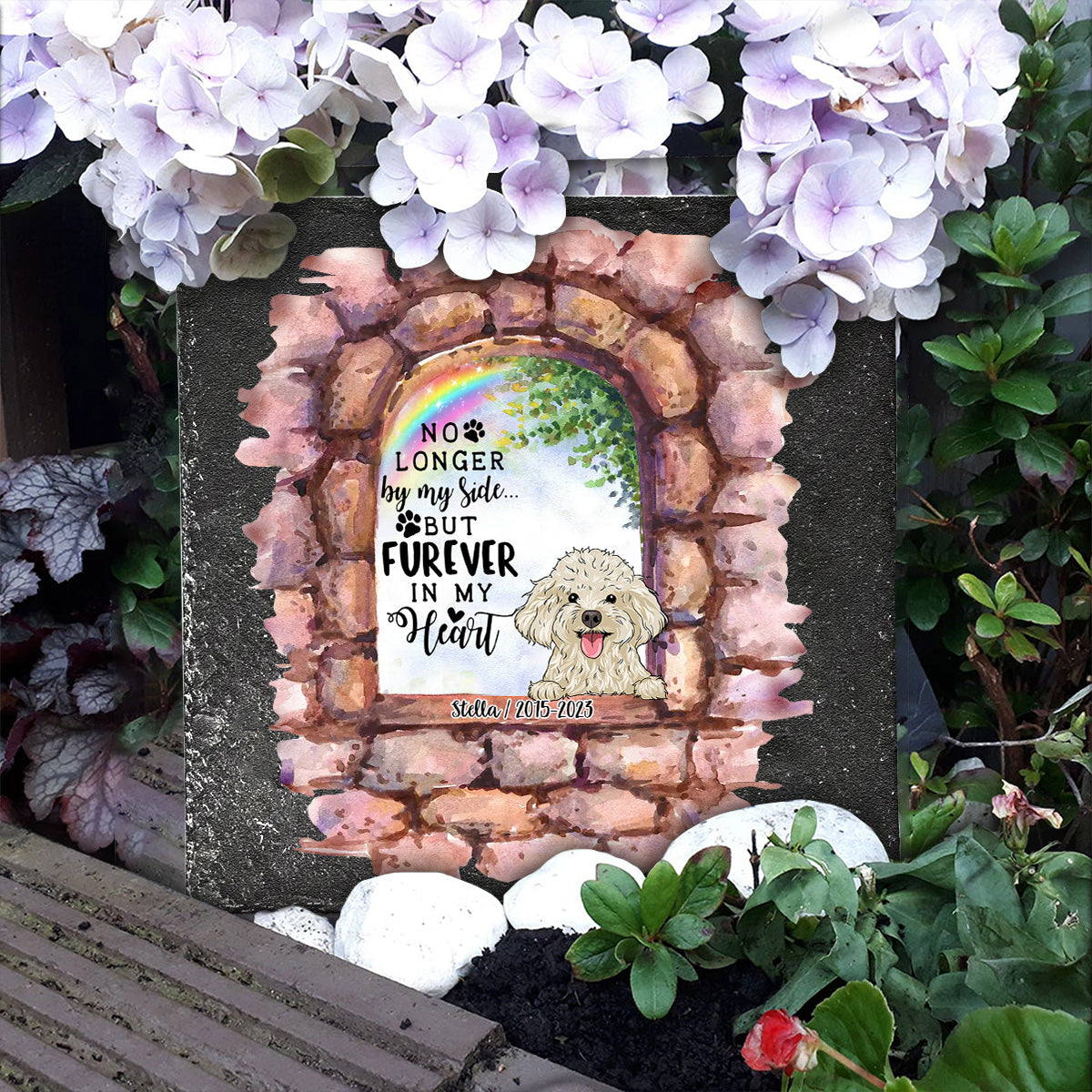Nicht mehr an meiner Seite – Personalisierter quadratischer Stein in Hundeform