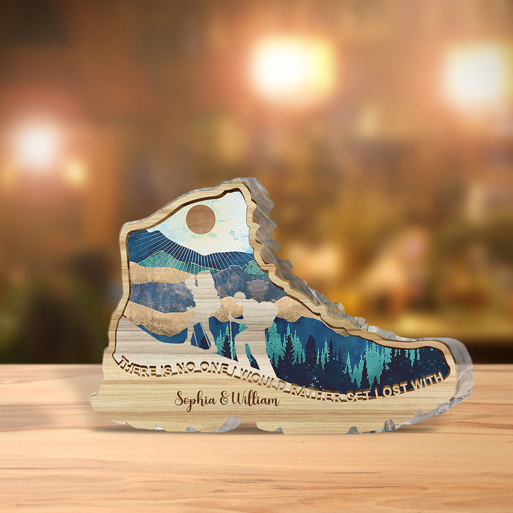 Es gibt niemanden, mit dem ich mich lieber verirren würde – Wandergeschenk für Ehefrau, Ehemann, Freund, Freundin – Personalisierte Acrylplakette in individueller Form