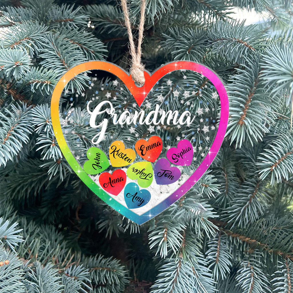 Grandma And Grandchildren - Gift for grandma - Personalized 3 Layered Shaker Ornament