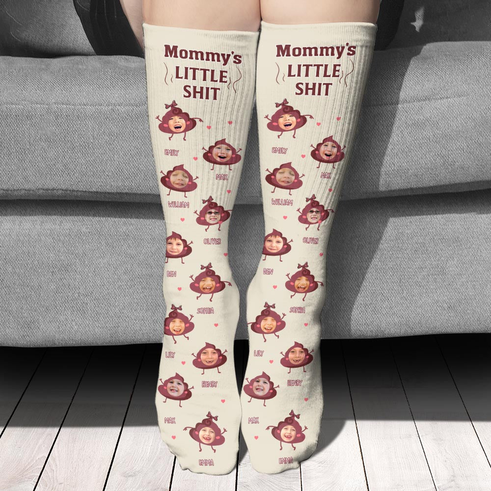 Daddy Little Shits – Geschenk für Papa, Oma, Opa, Mama, Onkel, Tante, Bruder, Schwester – Personalisierte Socken