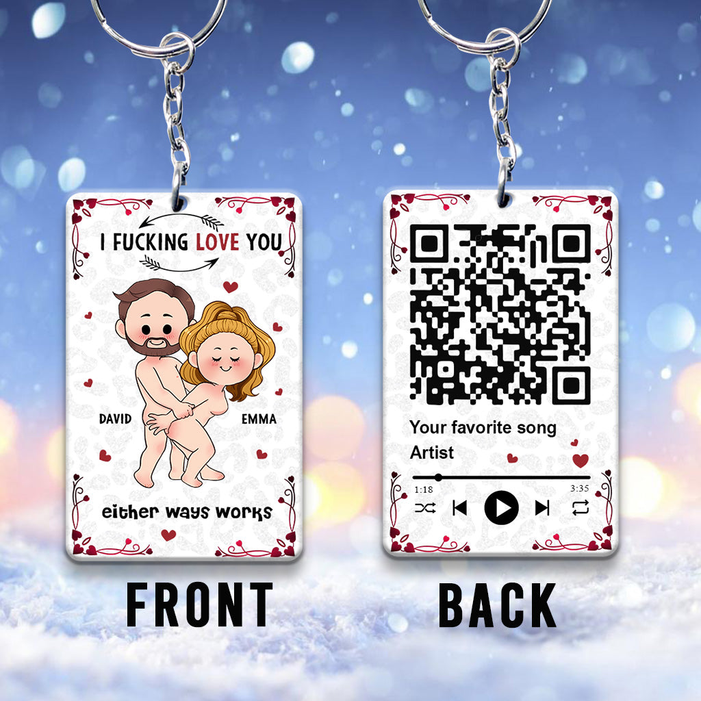 Favorite Song Scannable QR Code - Personalized Couple Keychain