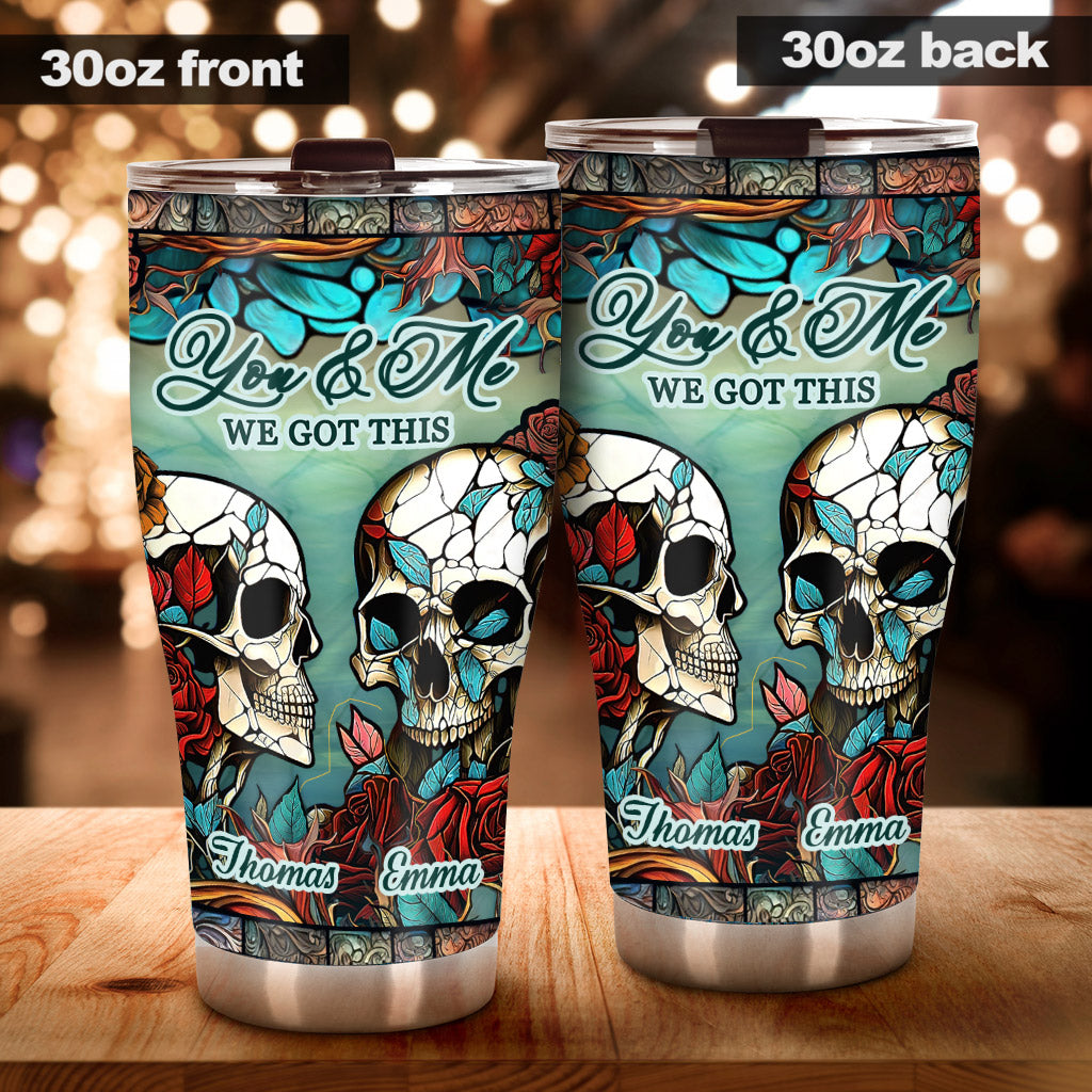 Totenkopf-Pärchen – Totenkopf-Geschenk für Ehemann, Ehefrau, Freund, Freundin – Personalisierter Becher