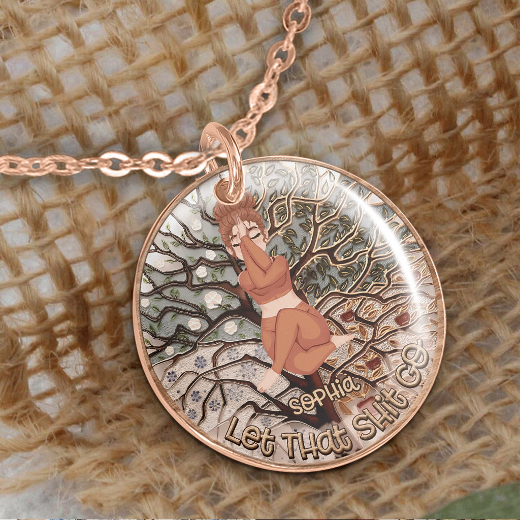 Lass den Scheiß los – Personalisierte Yoga-Rundanhänger-Halskette