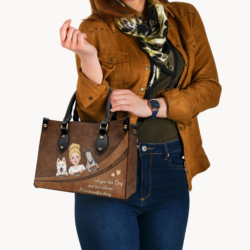 What A Beautiful Thing - Horse gift for dog lover, cat lover - Personalized Leather Handbag