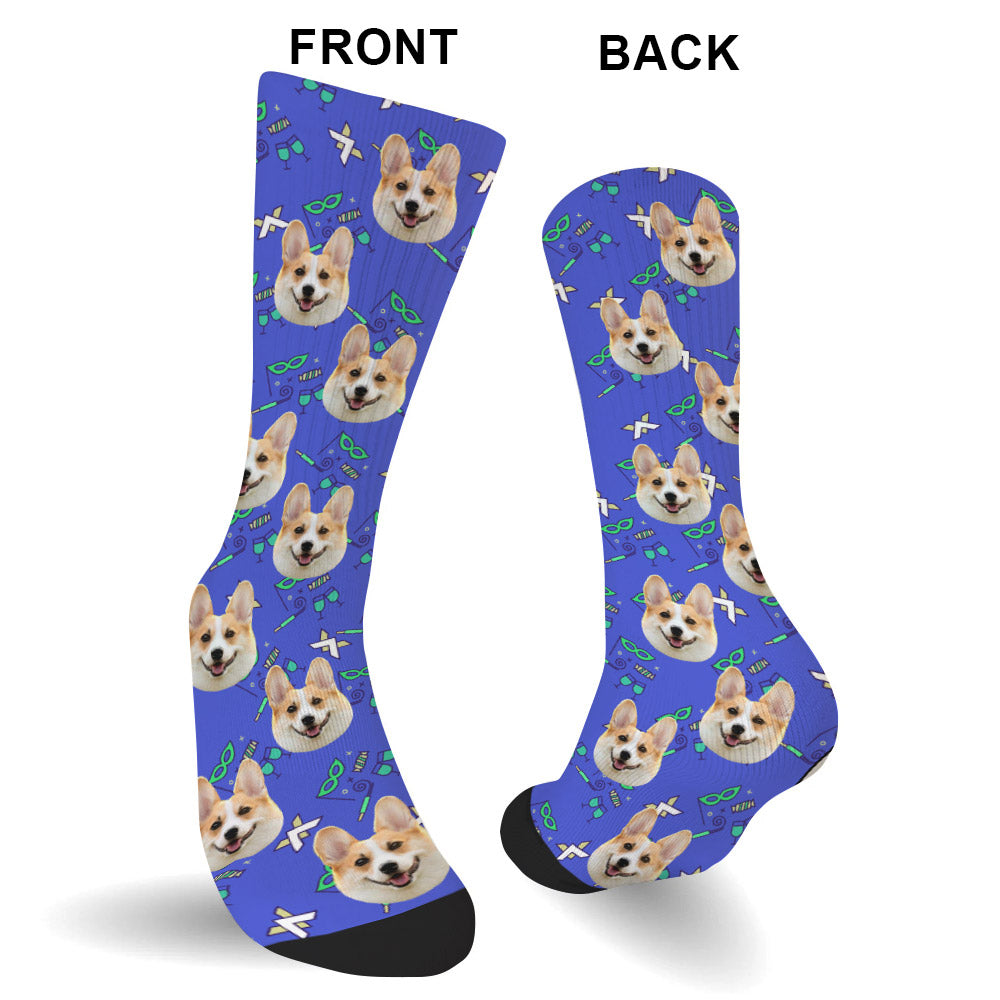 Custom Face Party Pattern - Personalized Dog Socks