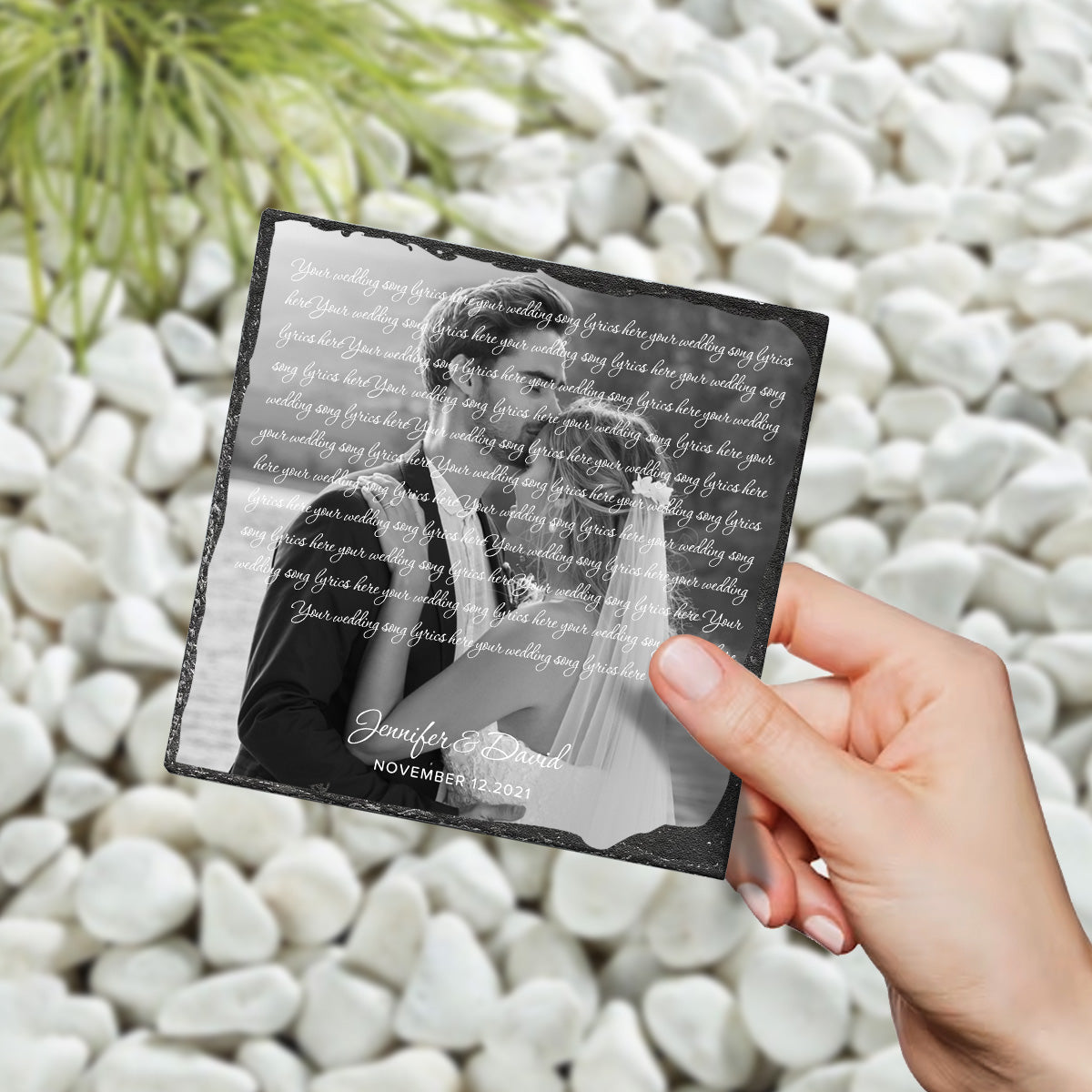 Du bist mein Sonnenschein – Personalisierter quadratischer Stein für Ehemann und Ehefrau