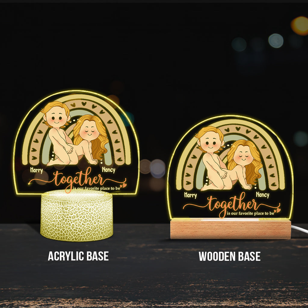Together Is Our Favorite Place To Be - Personalized Couple Shaped Plaque Light Base
