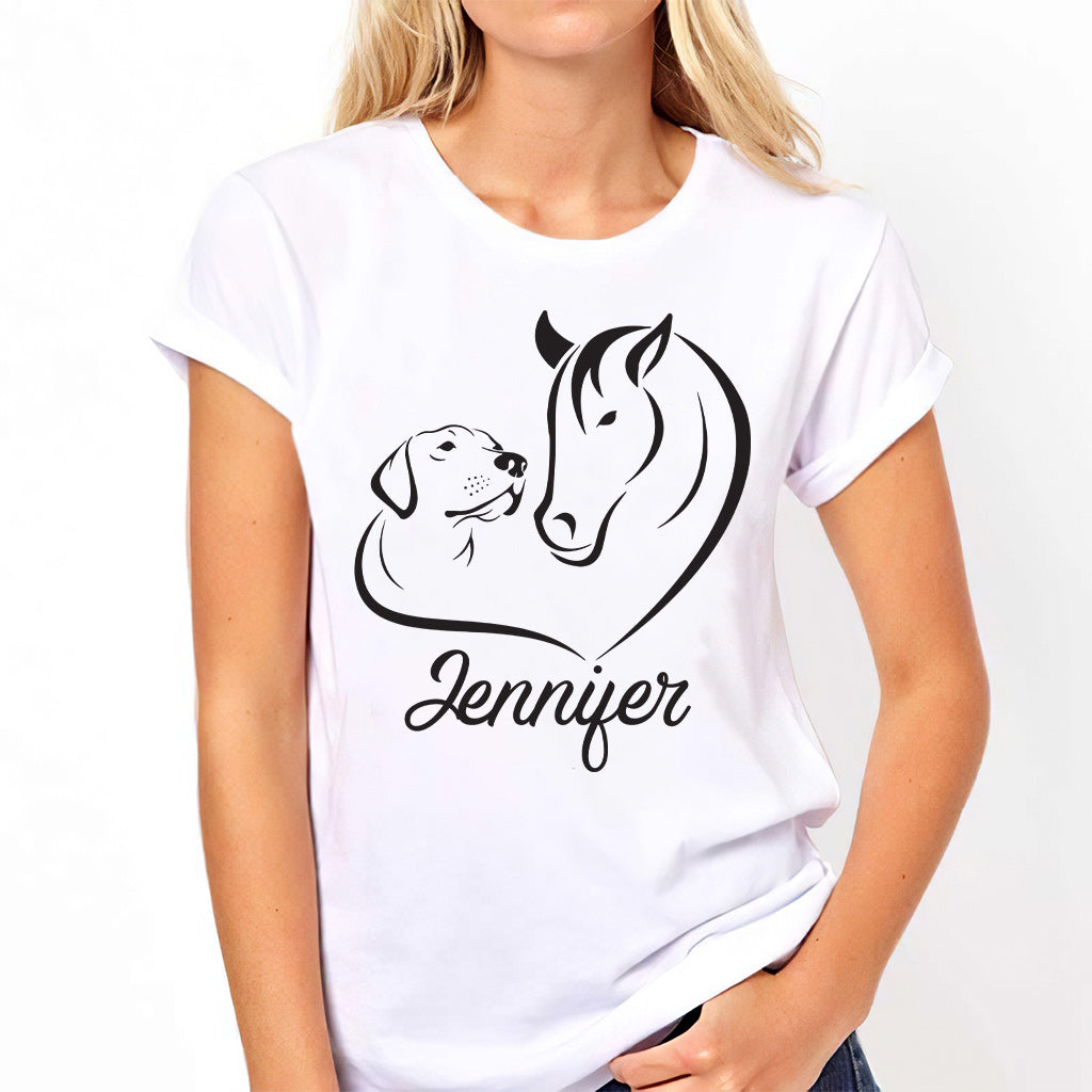 Pferd und Hund – Personalisiertes Pferde-T-Shirt und Hoodie