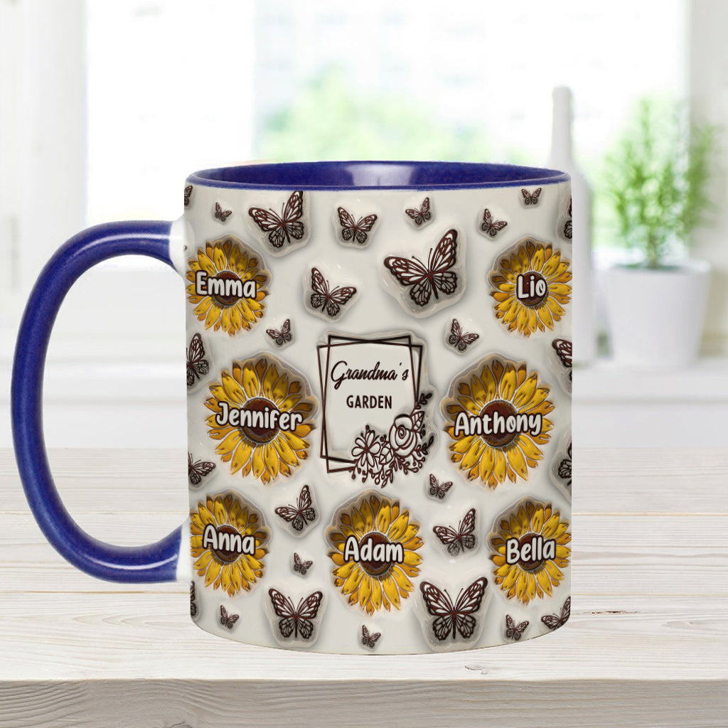 Omas Sonnenblumengarten – Geschenk für Oma – Personalisierte Tasse