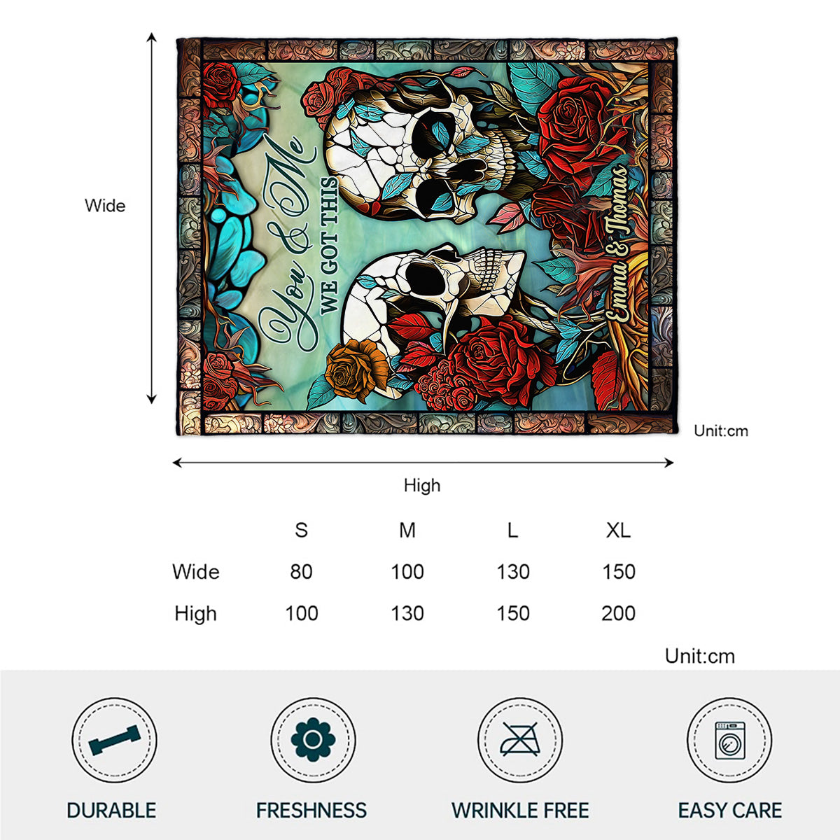 Totenkopf-Paar – Personalisierte Totenkopf-Decke