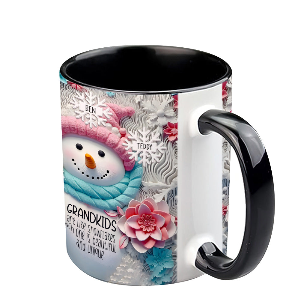 Enkelkinder sind wie Schneeflocken – Geschenk für Oma – Personalisierte Tasse mit Akzent