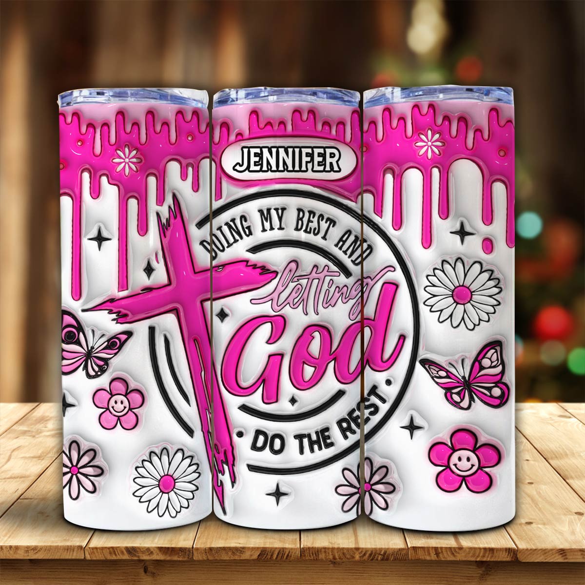 Ich gebe mein Bestes – Personalisierter christlicher Skinny-Trinkbecher