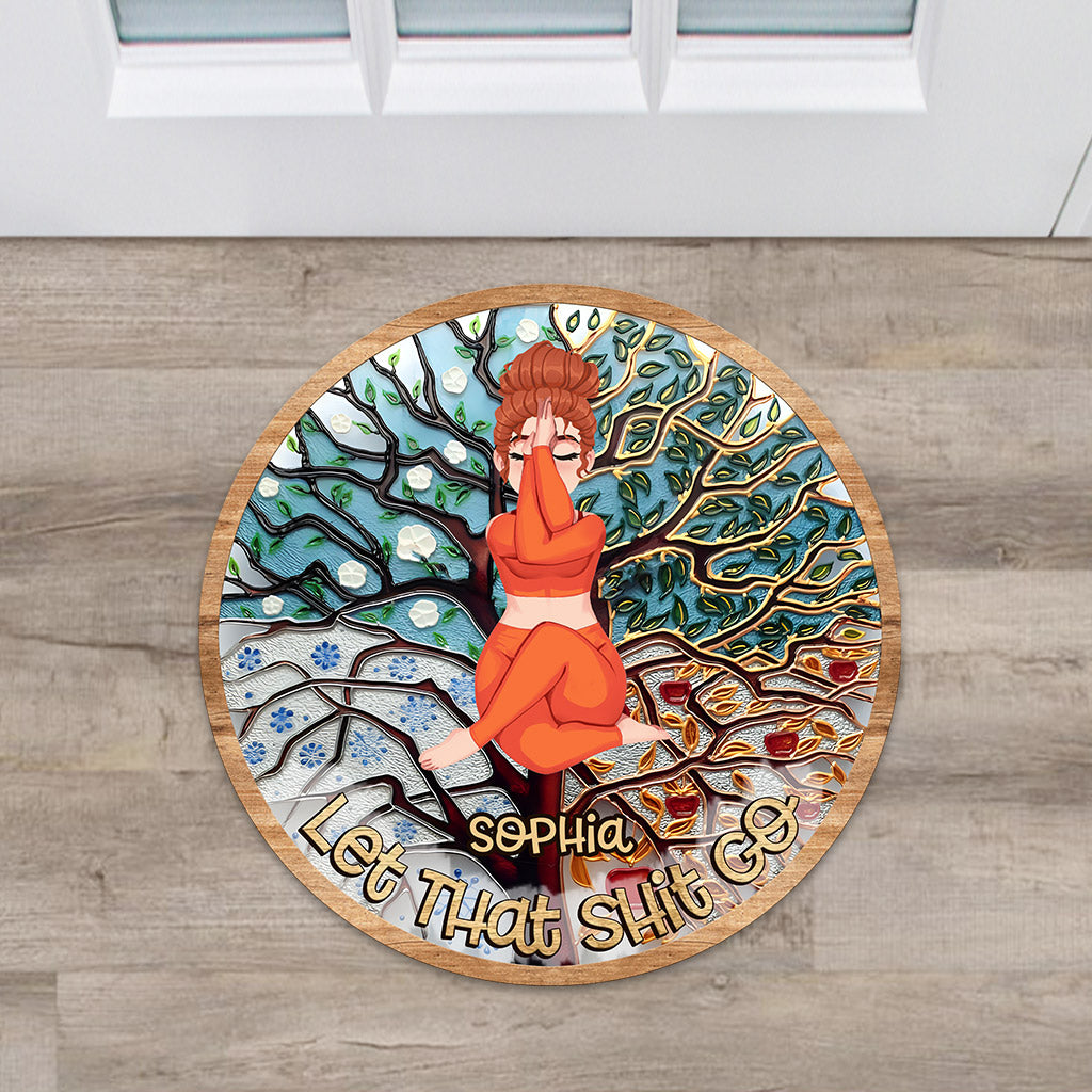 Let That Shit Go - Personalized Yoga Shaped Doormat