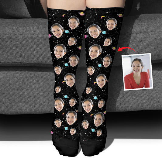 Custom Face Galaxy - Personalized Aunt Socks