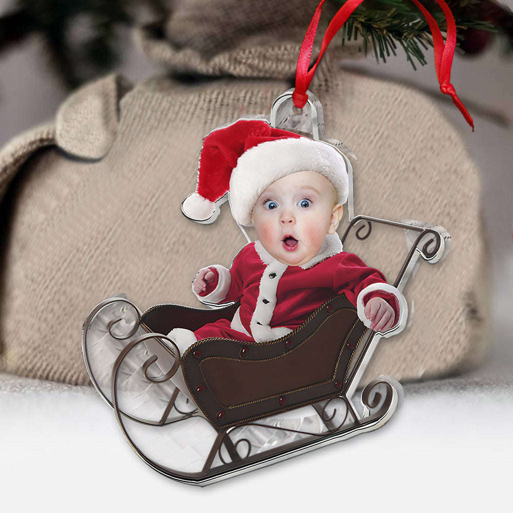 Niedlicher Babyschlitten – Personalisierter transparenter Neugeborenen-Anhänger