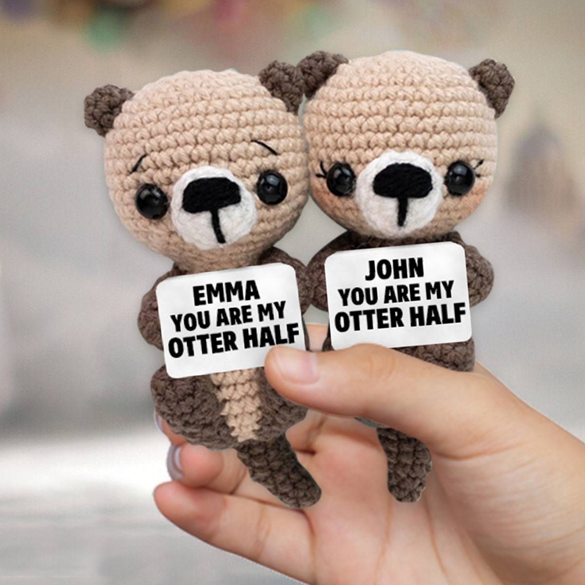 Du bist meine Otterhälfte – Personalisierte handgestrickte Pärchenfigur
