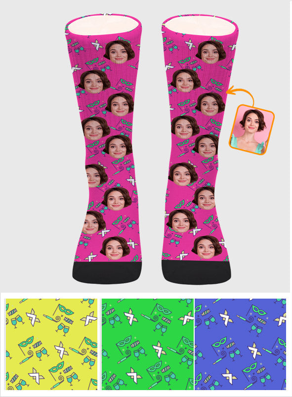 Custom Face Party Pattern - Personalized Aunt Socks