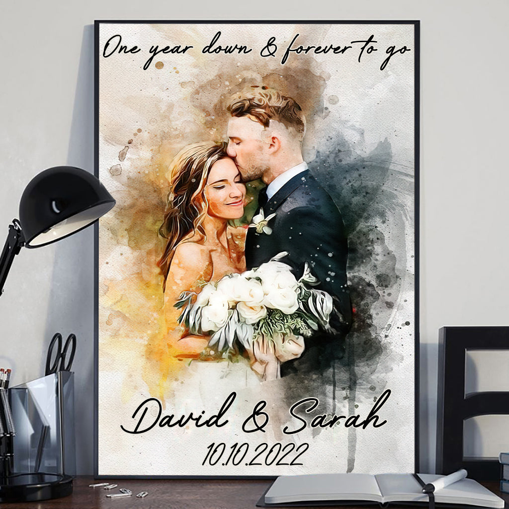 Individuelles Aquarellgemälde nach Foto – Personalisierte Leinwand und Poster für Ehepaare