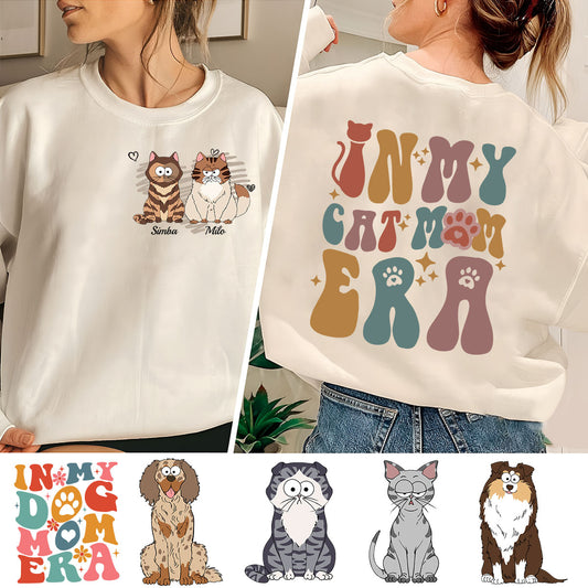 In meiner Hunde-/Katzenmama-Ära – Personalisiertes Katzen-T-Shirt und Hoodie