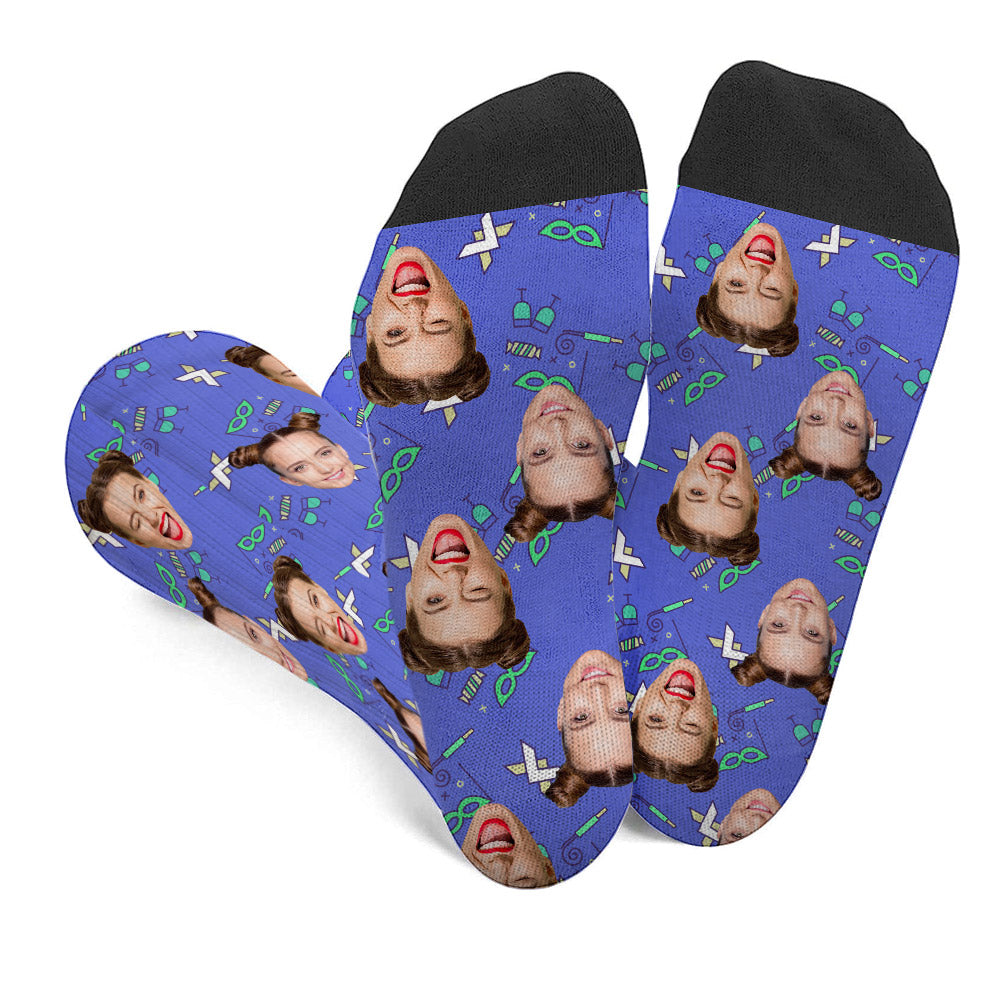 Individuelles Gesichtsmuster für Partys – Personalisierte Geschwistersocken