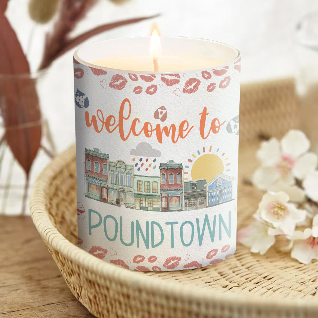 Welcome To The Poundtown Inappropriate Adult - Personalized Couple Candle With Wooden Lid