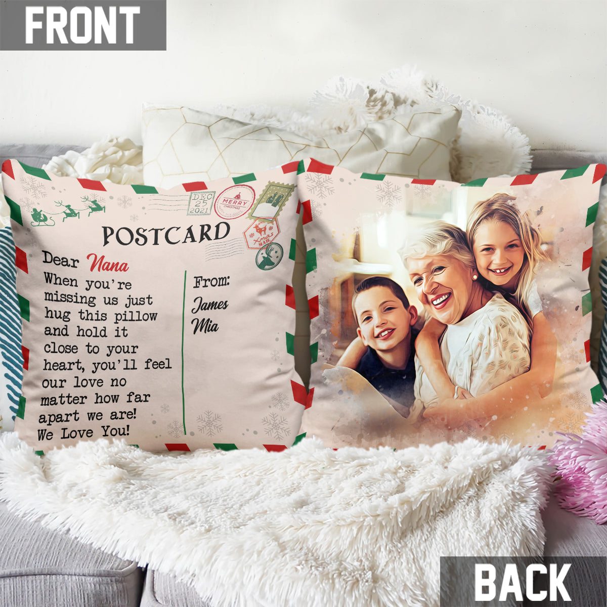 Liebe Oma Postkarte - Personalisiertes Oma-Kissen