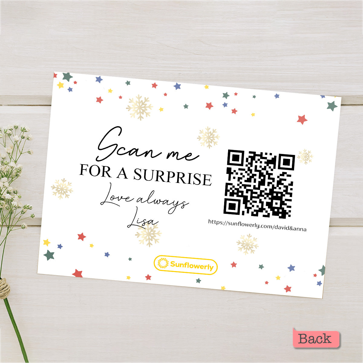 Bunte Weihnachtskugel - Personalisierte QR-Grußkarte