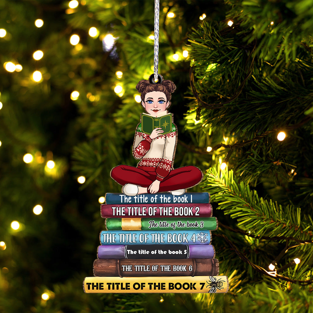 Bookstack with Custom Titles - Personalized Book Ornament