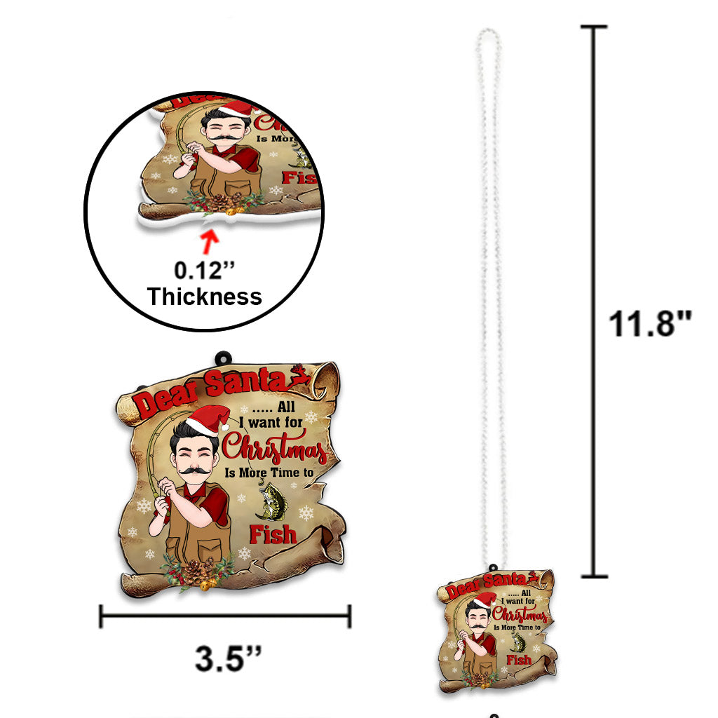 Lieber Weihnachtsmann – Personalisierter einseitiger Autoanhänger mit Angelmotiv