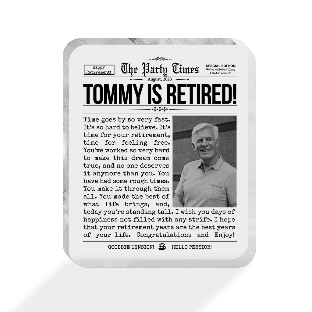 Herzlichen Glückwunsch zum Ruhestand! – Personalisierte Acrylplakette in Sonderform für Ruheständler