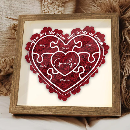 Mom You Are The Piece - Gift for mom, grandma, aunt, aunt, dad - Personalized Flower Shadow Box