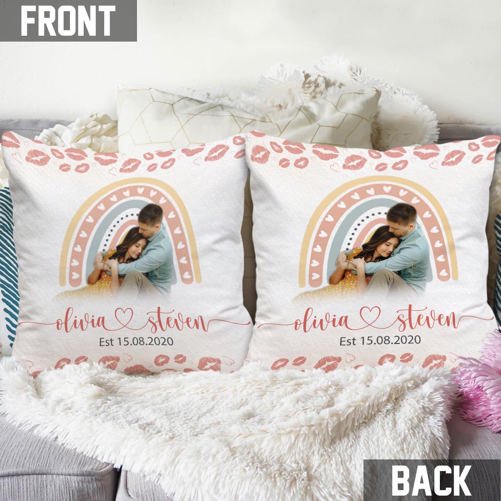 Geschenk zum Hochzeitstag/für Frischvermählte/Verlobungsgeschenk – Personalisiertes Kissen für Paare