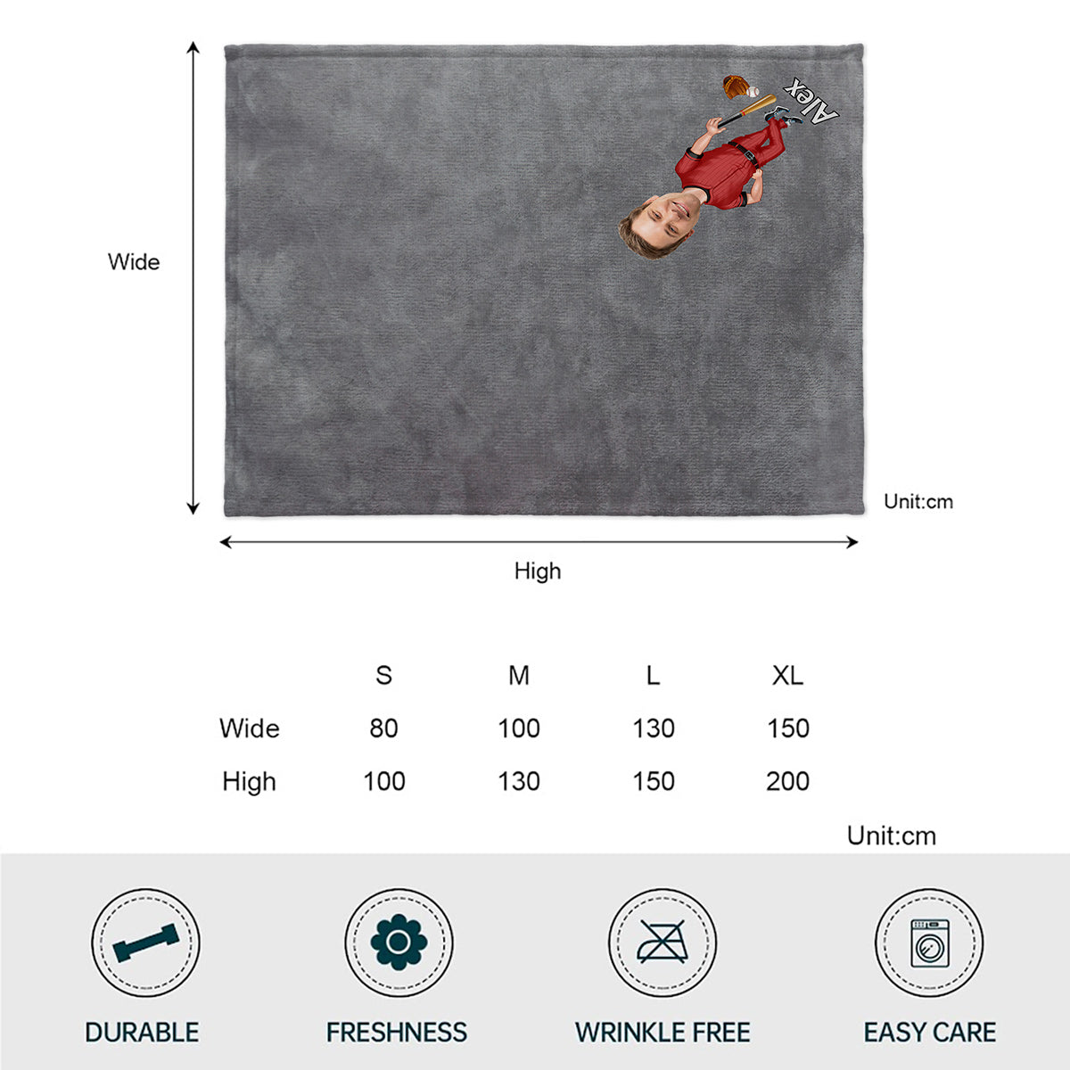 Liebe zum Sport – Personalisierte Baseballdecke