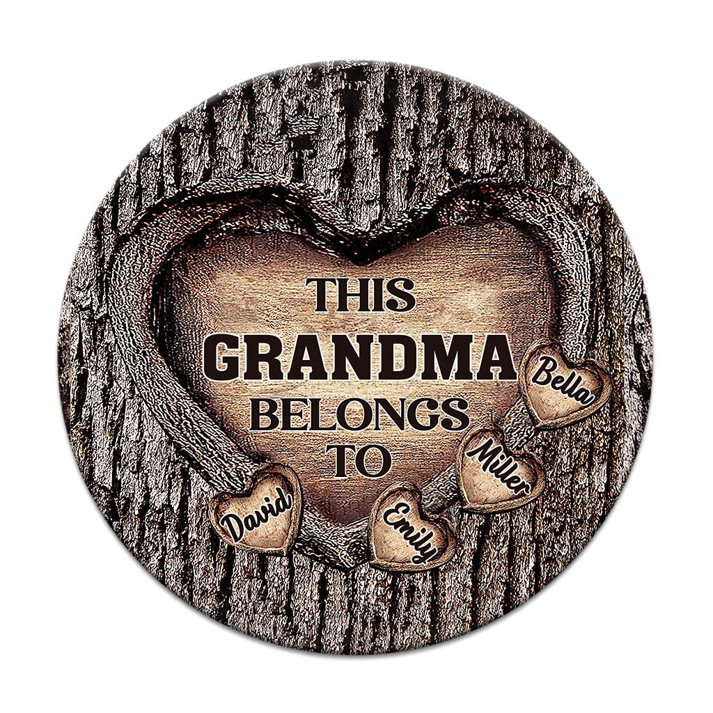 Papas Herz – Geschenk für Papa, Oma, Opa, Mama, Onkel, Tante, Bruder, Schwester – Personalisiertes rundes Holzschild