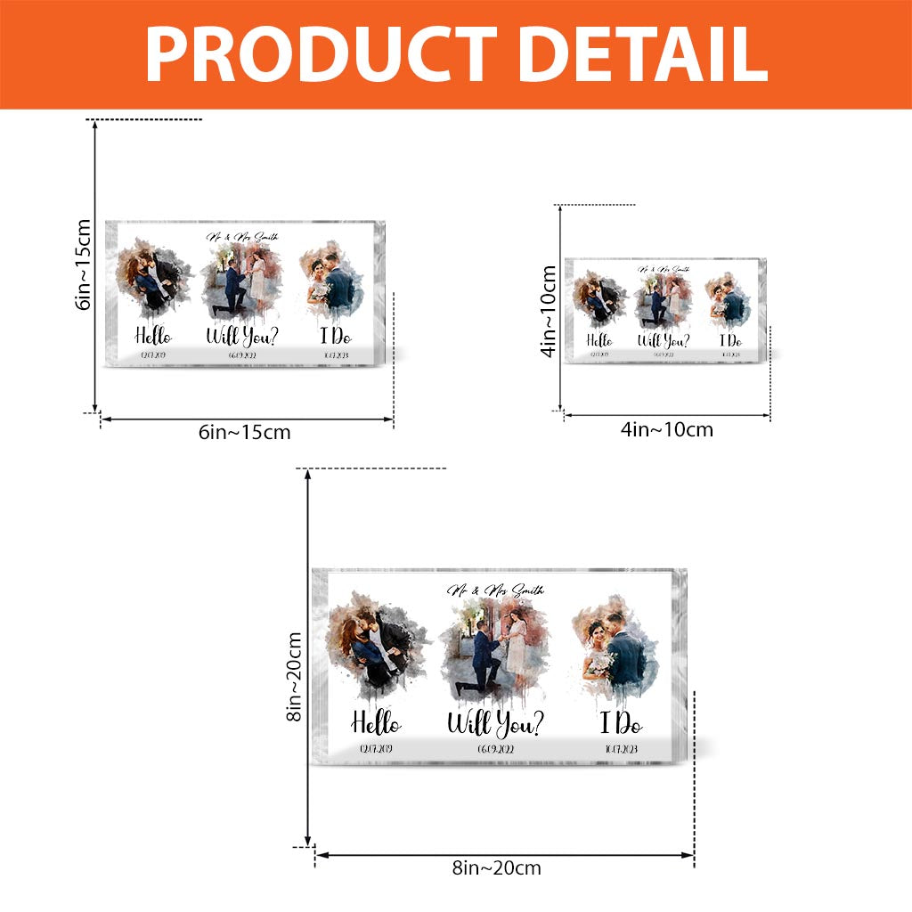 Von Hallo bis zum Ja-Wort – Personalisierte Acrylplakette für Ehemann und Ehefrau in individueller Form
