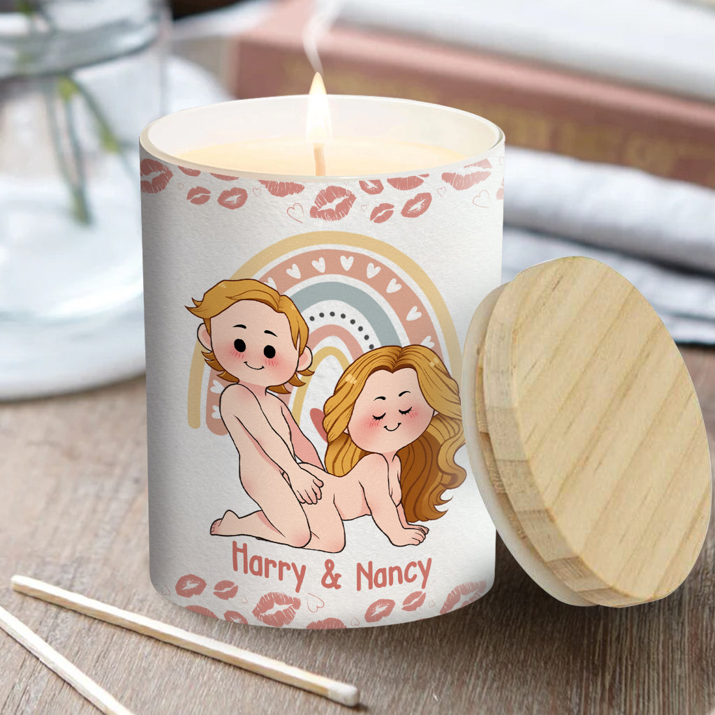 Welcome To The Poundtown Inappropriate Adult - Personalized Couple Candle With Wooden Lid