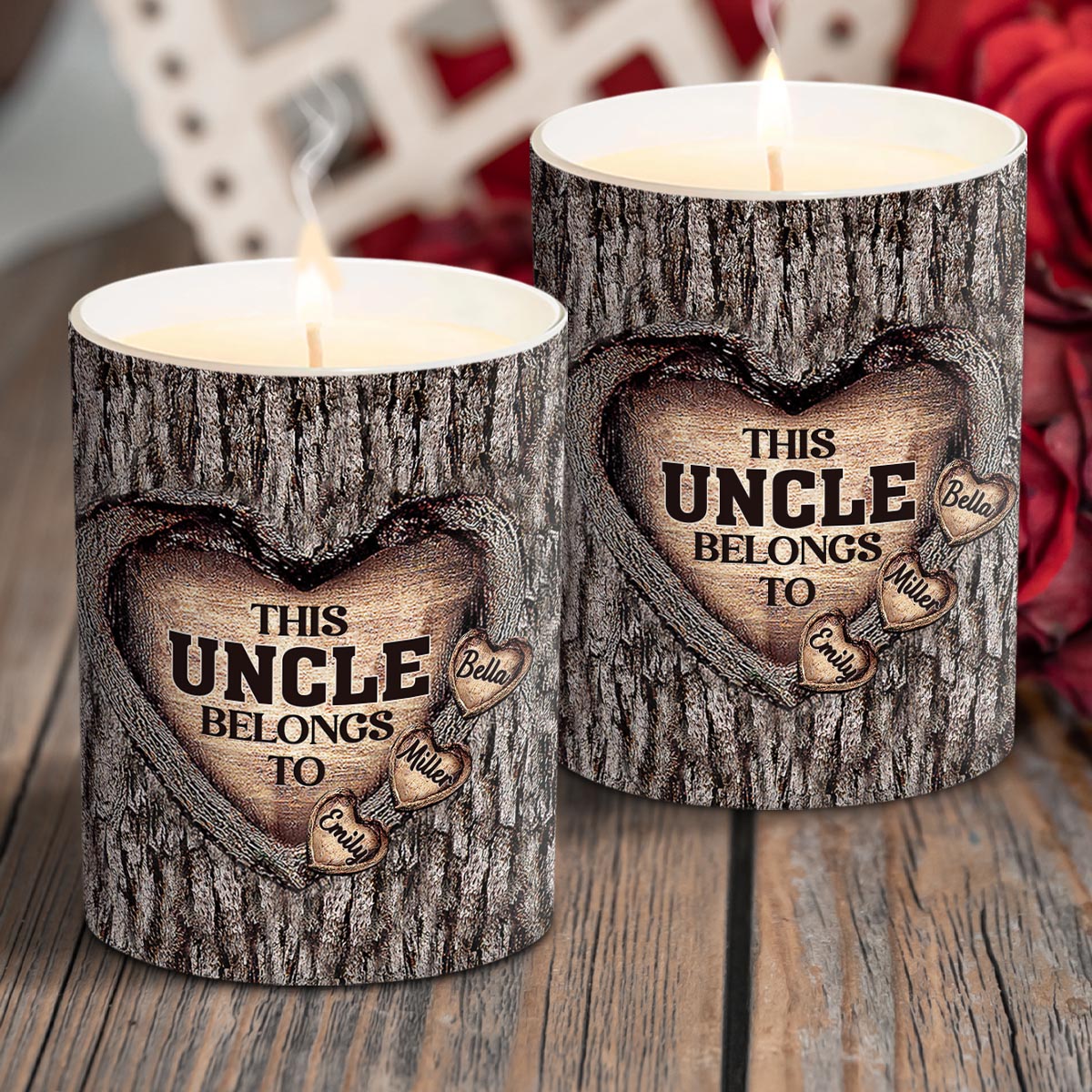 Dad's Heart - Gift for dad, grandma, grandpa, mom, uncle, aunt, brother, sister - Personalized Candle With Wooden Lid